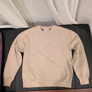 Everlane Womens Wool Cotton Beige Crewneck Sweater